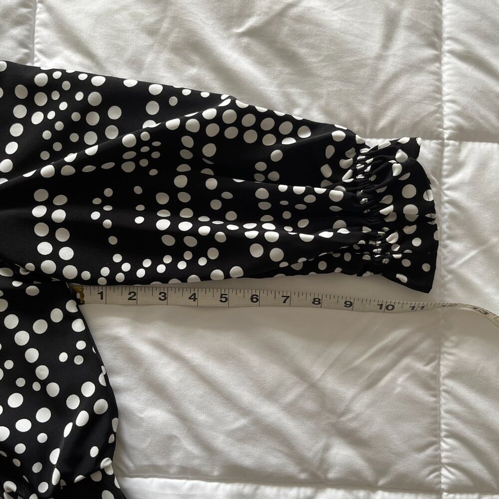 KARL LAGERFELD PARIS Women's Dot-Print Mock-Neck 3/4-Sleeve Office Chic 4 New - Picture 6 of 9